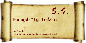 Seregély Irén névjegykártya